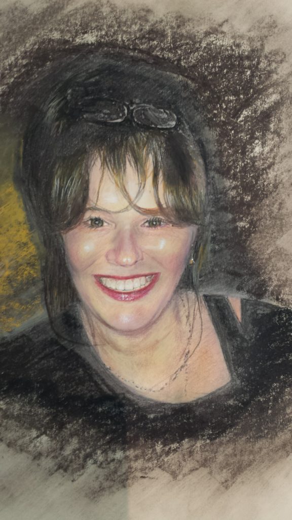 Smiling face of pastel portrait designed by a portrait artists in Brisbane, capalaba