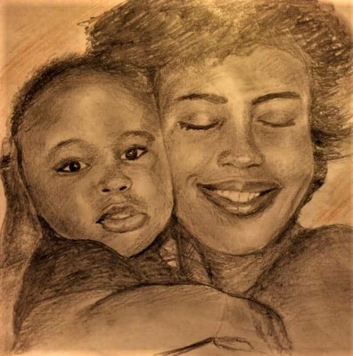 Mother and son pastel portrait designed by a portrait artist in capalaba Brisbane